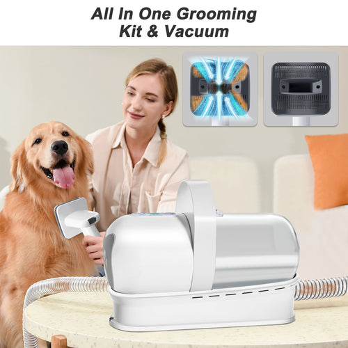 PawVibes 7-in-1 Pet Grooming Vacuum Kit - complete kit with all 7 accessories lifestyle scene
