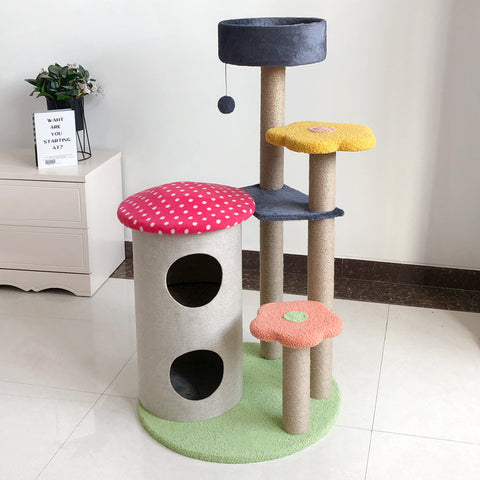 PawVibes™ Modern Cat Tower with Scratch Board - Multi-Level Climbing Tree - alternate view