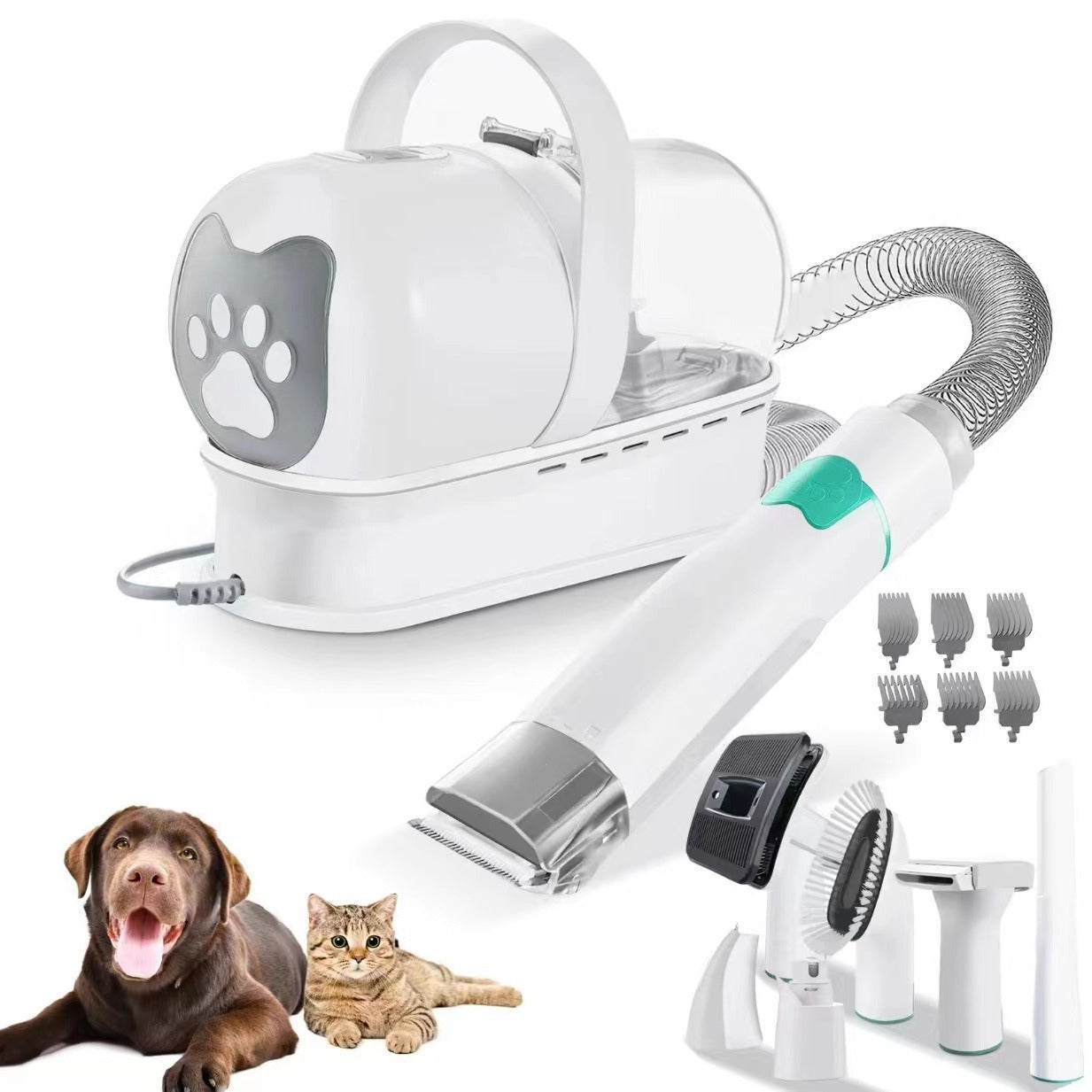 PawVibes 7-in-1 Pet Grooming Vacuum Kit - suitable for dogs and cats all coat types