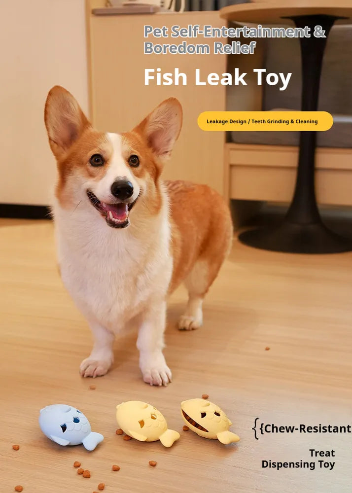 PawVibes™ Fish-Shaped Dog Treat Dispenser - Silicone Slow Fe - premium pet product