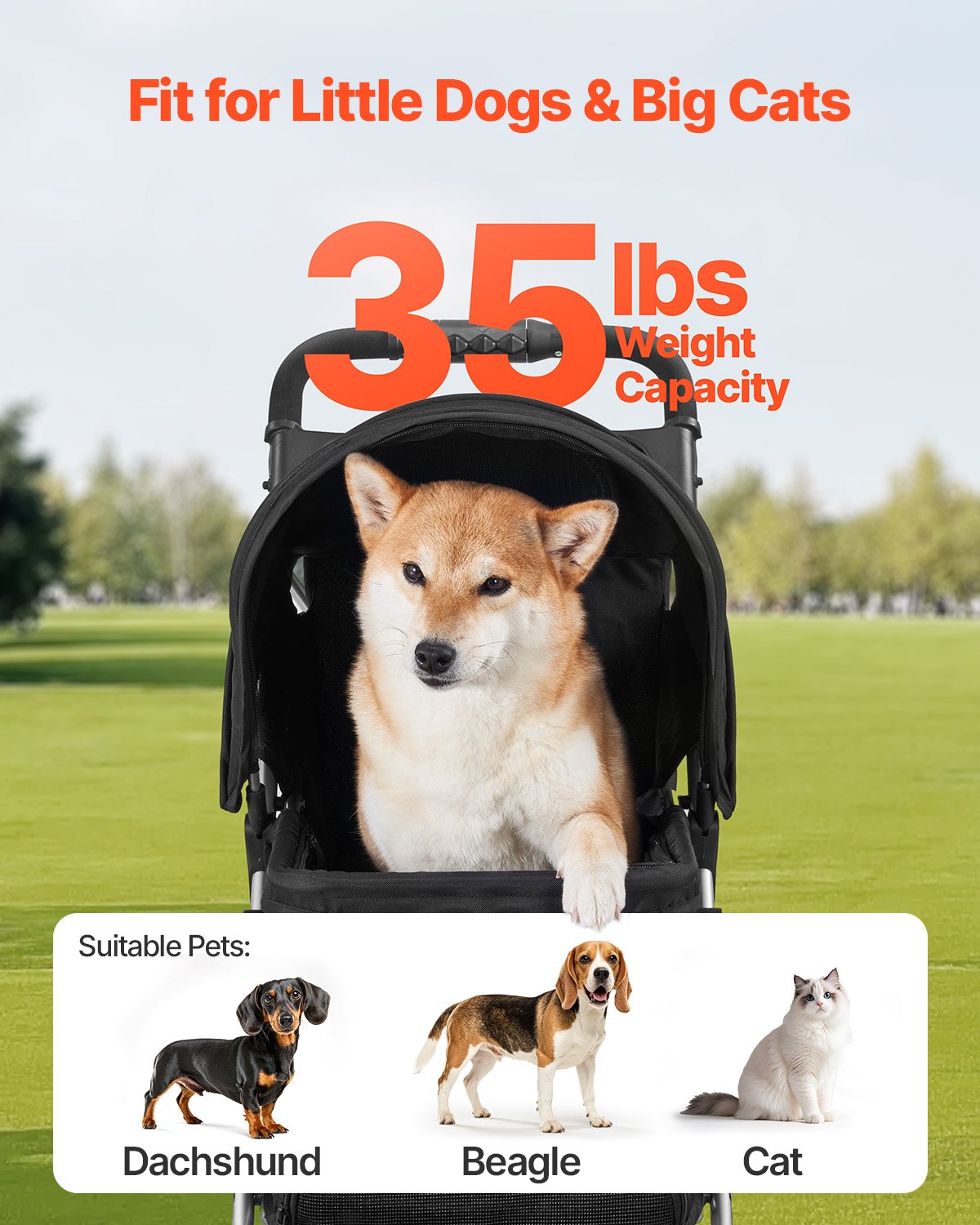 PawVibes™ Foldable Pet Stroller - 3-Wheel Travel Carrier up  - premium pet product