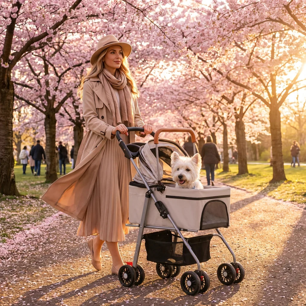 PawVibes™ Pastel Foldable Pet Travel Stroller - premium pet product