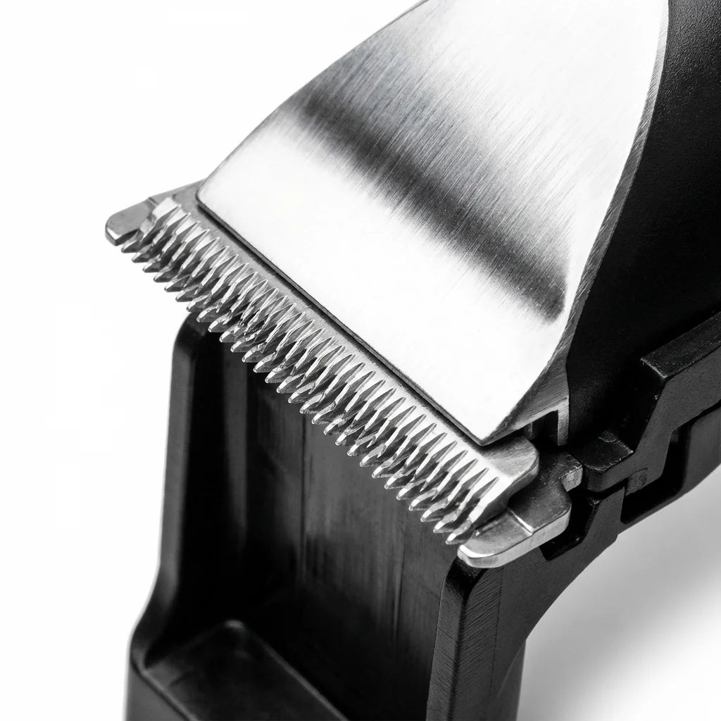 PawVibes 1200W Electric Pet Shears - stainless steel blade close-up precision teeth detail