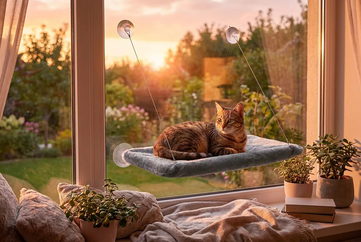 PawVibes™ Cozy Cat Window Perch Hammock for Cats - Sunny Ser - premium pet product