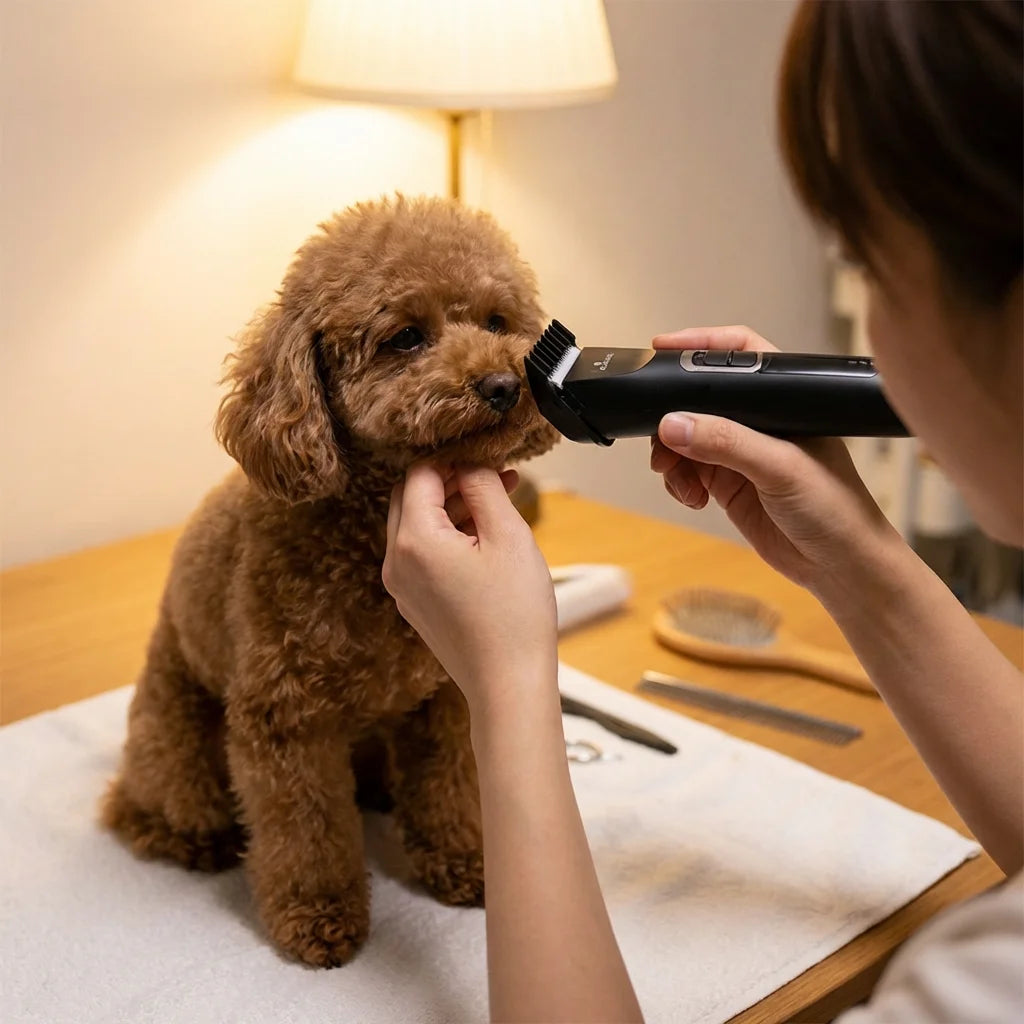 PawVibes 1200W Electric Pet Shears - grooming Poodle dog with electric clipper at home