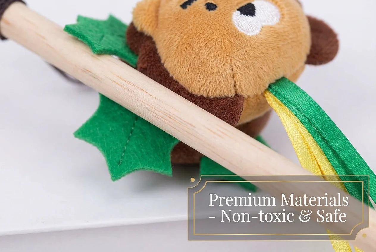 PawVibes™ Aesthetic Wooden Tassel Cat Wand for Cats - Playfu - premium pet product