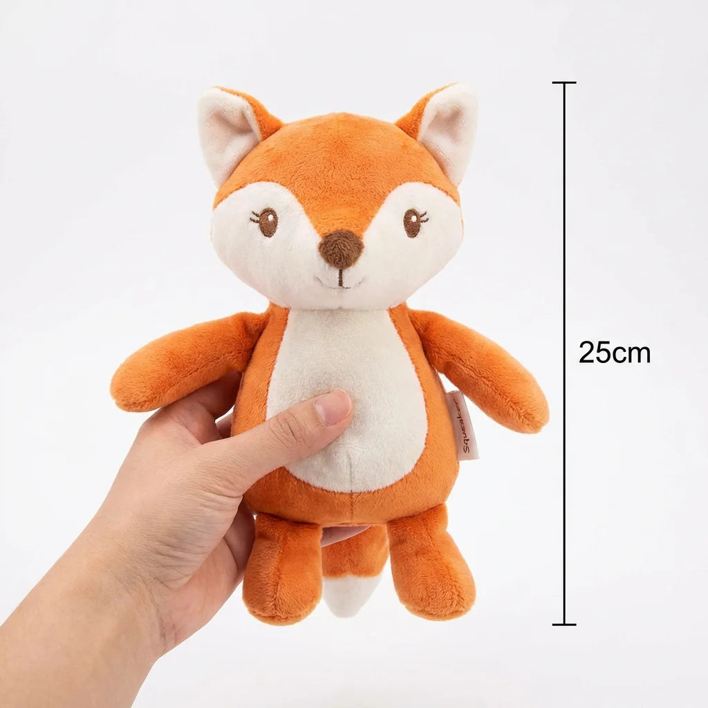 PawVibes Interactive Crinkle Squeaky Fox Dog Toy - size reference 25cm orange fox plush