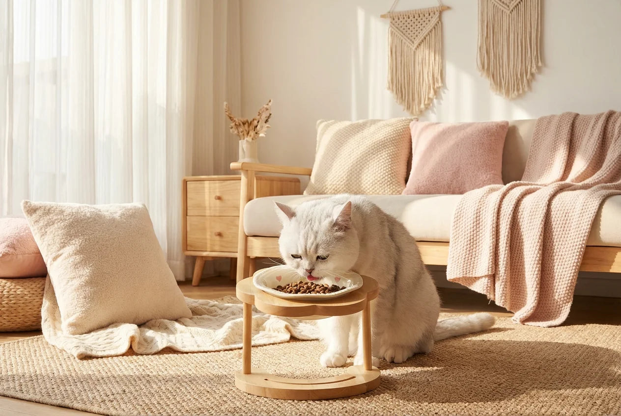 PawVibes™ Aesthetic Ceramic Elevated Pet Bowl for Cats & Dog - premium pet product
