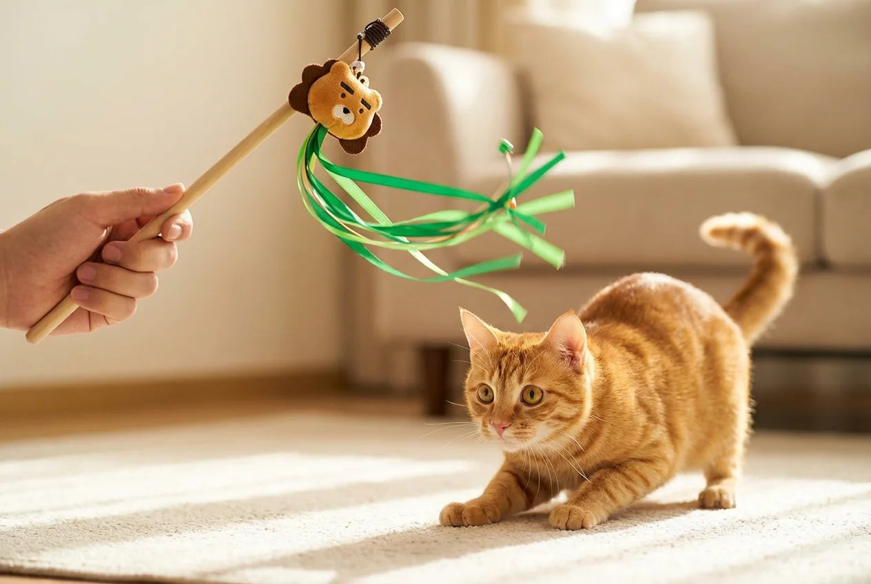 PawVibes™ Aesthetic Wooden Tassel Cat Wand for Cats - Playfu - premium pet product