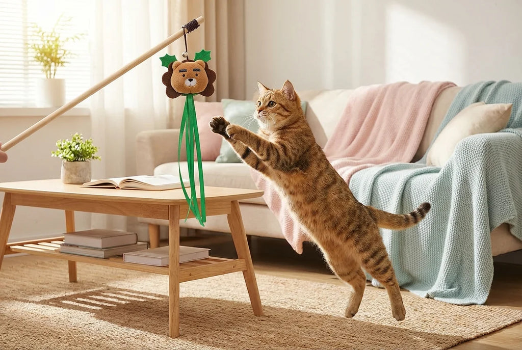 PawVibes™ Aesthetic Wooden Tassel Cat Wand for Cats - Playfu - premium pet product