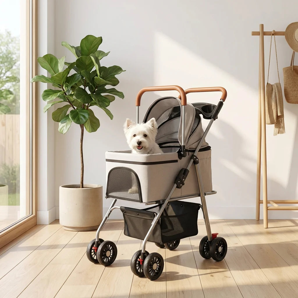 PawVibes™ Pastel Foldable Pet Travel Stroller - premium pet product