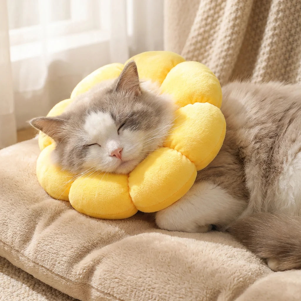 PawVibes™ Sunflower Soft Elizabethan Cat Cone - premium pet product