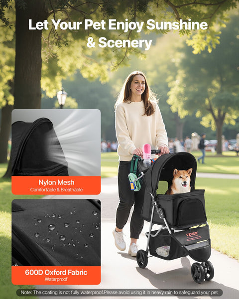 PawVibes™ Foldable Pet Stroller - 3-Wheel Travel Carrier up  - premium pet product